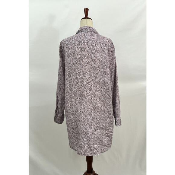 FRANK & EILEEN Sz L Large Blue Red Floral Mary Shirt Dress Linen Long Sleeve - Picture 6 of 10